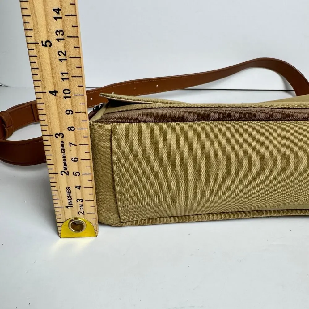 tomtoc Canvas Crossbody Shoulder Messenger Bag Khaki Brown Tablet Travel Case